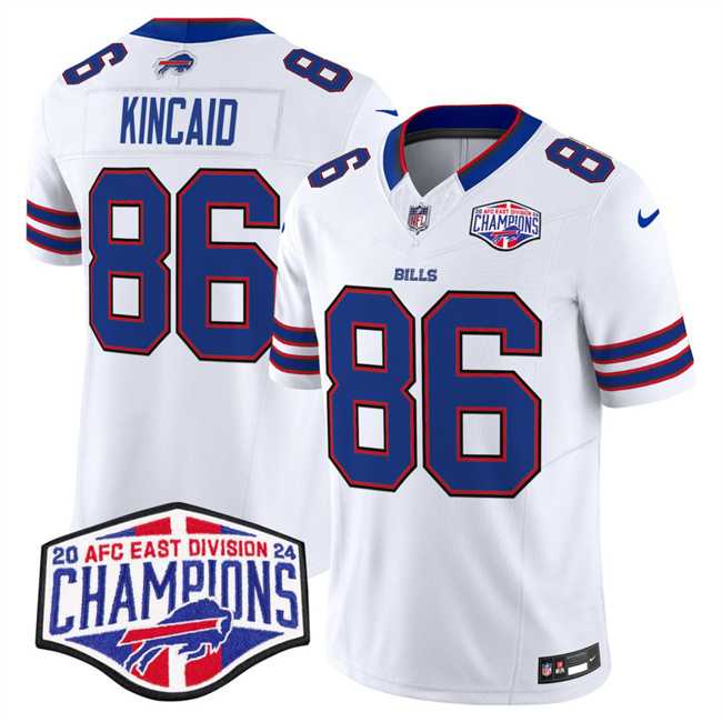 Men%27s Buffalo Bills #86 Dalton Kincaid White F.U.S.E. 2024 AFC East Division Champions Vapor Limited Stitched Jersey